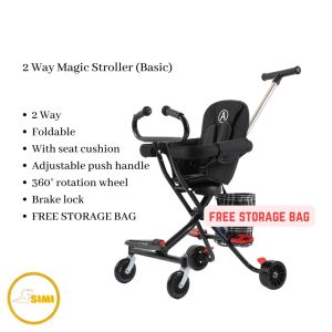 SIMI V3 Premium Magic Stroller Pram Travel 2 Way Facing Canopy Adjustable Foldable Easy Carry Stroler Lipat Budak