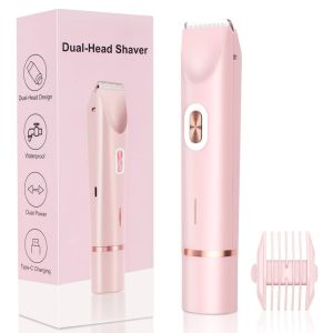 [Drflash] Electric Shaver for Women Waterproof Wet &Dry Hair Razors 2 in 1 Double Head Dual Bikini Hair Trimmer
