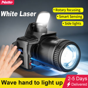 Zoomable Headlamp led Rechargeable Waterproof Super Bright with sensor High Power adjustable bright White Light Powerful Camping Light Fishing Headlight Flashlight side light Telescopic zoom hand waving sensor 变焦感应头灯