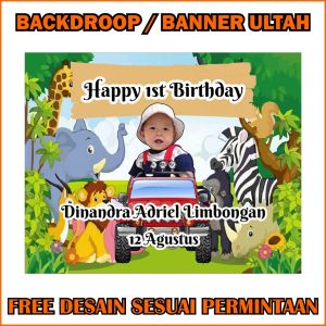 perlengkapan pesta Banner Sapnduk backdrop ultah dekorasi ulang tahun aksesoris ultah anak custom