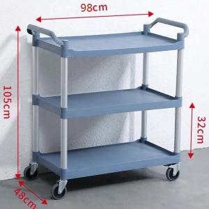 3-Tier Multifunctional Utility Kitchen Trolley Cart Heavy Duty Food Service Cart With Wheels Hotel Restaurant Storage Organizer Tray Trolley