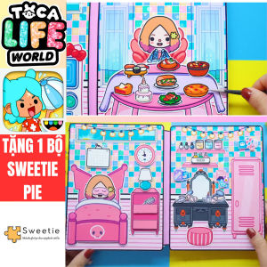Đồ chơi giấy Enids pink house trong Quiet Book học liệu bóc dán thủ công cho bé