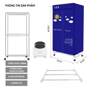 Tủ Sấy Máy Sấy Quần Áo RULAX 3 Tầng Di Động Gấp Gọn Đa Năng Điều Khiển Từ Xa Công suất Lớn Kết Hợp Nhiều Chế Độ Làm Quần Áo Khô Nhanh Chóng Tiện Lợi