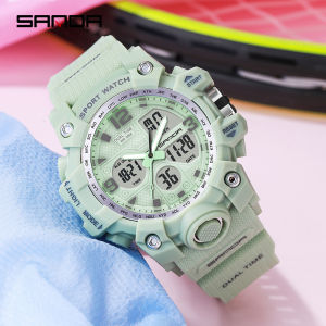 SANDA Fashion Casual Mens/Womens Sports Watch Top Luxury Military Waterproof Digital Quartz Dual Display Calendar Luminous Watch