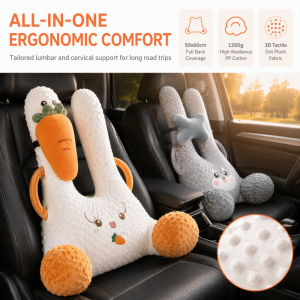 DAWEIF Detachable Washable Car Pillow Foam Plush Car Seat Cushion Car Neck Headrest Cute Neck Protection Car Sleeping Artifact Car Rear