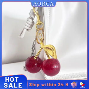 Red Cherry Keychain Fashion Delicious Summer Fruits Cherries Pendant Keyring For Women Men Jewelry Bag Accessories Gift Backpack Decoration Pendant