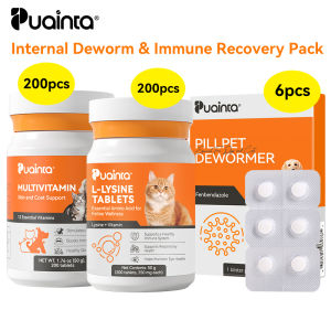 PUAINTA Pets L-Lysine Tablets Deworm & Immune Protection Kit for Cats and Dogs Cat Cold Sneezing Runny Nose Against FVR Booster Immune System Cat Flu