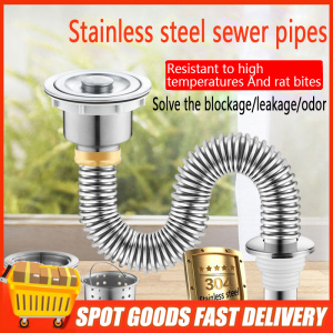 【COD/Ready Stock】Sink Hose Stainless Steel Bathroom Portable Sink Drain Under Sink Organizer Bathroom Lavatory Sink Set For Bathroom