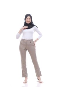 Bisa COD - TERLARIS - Celana Formal kerja Kantor Kasual Polos Wanita WARNA KREM Terbaru Model Slim Terbaru -