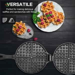 Cast Iron Waffle Maker Pan Non-Stick Waffle Mold Round Waffle Cake Maker for Stovetop Or Grill[Winnereco World]