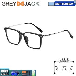 Grey Jack Kacamata Antiradiasi Blueray Komputer/Gadget/TV Design Kotak Elegant TR+Metal Terbaru Bisa Minus Antiradiasi/Blueray/Photocromic/Bluecromic 8108