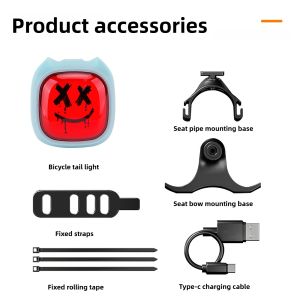 Intelligent Start Stop Rear Light Waterproof Long Battery Life Ultralight Smart Brake Sensor Taillight For Road Mountain Bike