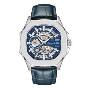 Jam Tangan Pria Belleda 9633 Automatic Sakelton Stap Kulit Anti Air 30 Meter Unique Watches