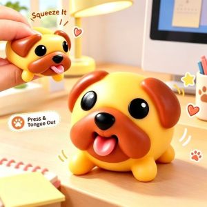 Lovely Puppy Tongue Out Squeeze Toy Stress Relieve Soft Cute Dog Fidget Toy Gift for Kids