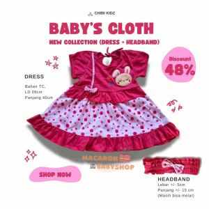 Dress bayi perempuan terbaru baju bayi perempuan set bandana rok baby girl dress baby murah premium