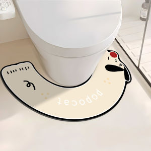 Bathroom toilet sausage dog diatom floor mat curved bathroom floor mat absorbent and dirt resistant foot mat quick drying
