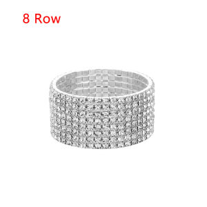 MAXG 1-10 Rows lễ cưới Trang sức Cô dâu Căng tay Vòng đeo đàn hồi Vòng tay Crystal Rhinestone