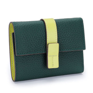 Royal Bagger Women Short Wallet Genuine Cow Leather Trifold Wallets Zipper Coin Purse Fashion Contrast Color Female Small Card Holder
