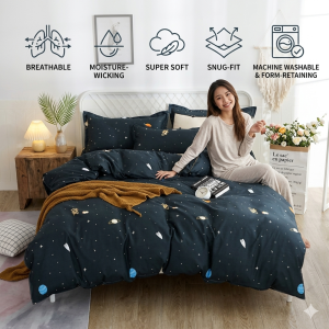 In Stock Bed Sheet Set 4PCS – Soft Skin-Friendly Sweat-Wicking | Free Ship + Fast Dispatch + Discount #RoomGlowUp