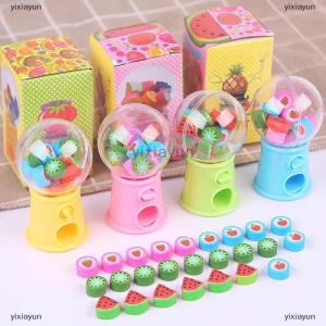 [COD] yixiayun Cute Mini Gashapon Machine Design Erasers Cartoon Fruit Rubber Erasers Kids Kawaii Stationery Correction Tool Office Supplies