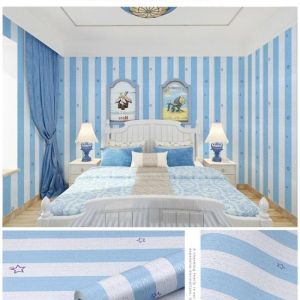 Wallpaper Dinding Garis Bintang Biru Panjang 8Meter x Lebar 45Cm