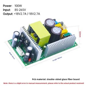 xpkQ 100W Dual Output Switching Power Supply Board Positive Negative 12V4A 15V3A 24V2A DC Step Down Module for Audio Amplifier 9T1N6