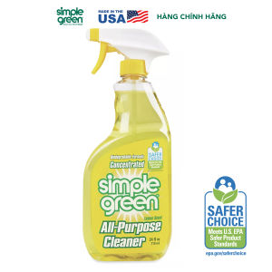 Dung dịch lau đa năng hương chanh Simple Green Lemon Scent All-Purpose Cleaner lau sạch vết ố dầu mỡ vết bẩn trên bếp cửa sổ sàn nhà 710ml