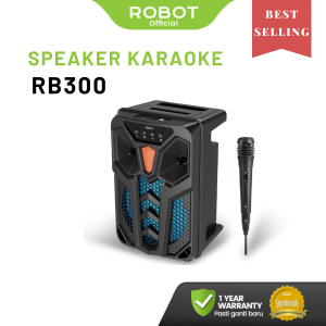 Robot Speaker Bluetooth Karaoke Outdoor Single 8 Inch Super Bass 10W High Power Free Microfone Kabel With  Lampu RGB Speaker Aktif Portable Wireless Audio RB700 Original Garansi Resmi 1 Tahun