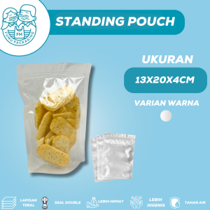 Standing Pouch Makanan Food Grade / Plastik Klip Makanan Ukuran 13x20x4cm/12x21x35cm/15x24x45cm/16x24x45cm/20x30x5cm/21x35x55cm