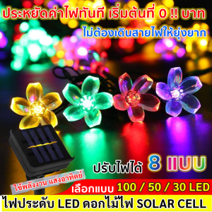 ✨ใหม่ พร้อมส่ง✨ ไฟประดับ ดอกซากุระ Solar Cell ( 20 ดวง / 50 ดวง / 100 ดวง) กันน้ำ IP 44 ใช้ง่าย มีสวิตส์เปิด-ปิด ปรับได้ 8 แบบ ไฟตกแต่ง ภายใน ภายนอก ไฟแต่งสวน