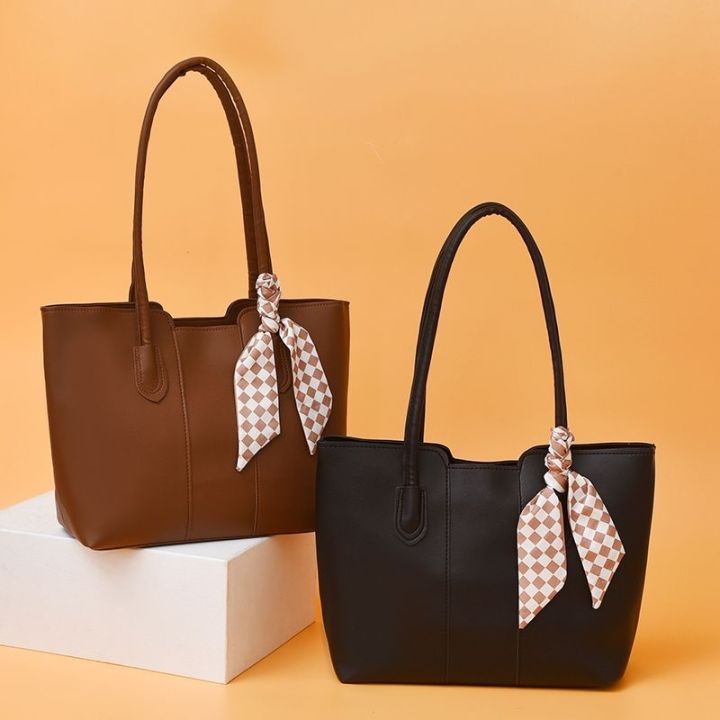 Awshop Women Versatile Daily Work Commuting Large Capacity Bag Fashion  Niche Tote Bag with scarf Lazada PH