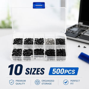 Computer Screw Kit Assortment 500Pcs Black Steel M2 M2.5 M3 For Laptop Pc Ssd Hdd Cpu Repair