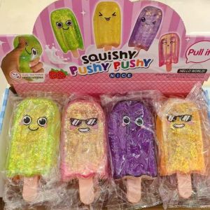 YZLong Squishy Popsicle Stress Relief Toy with Cute Faces and Glittery Texture - Slow Rebound Squishy Fun for Kids and Adults