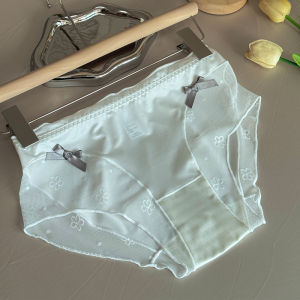 Satin Panties Womens Silky Underwear Bow Mid Waist Lace Sweet Girls Triangle Briefs Butt-up Bikini Hombre Lingerie Трусы Женские