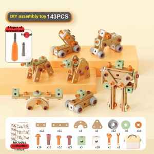 EDDY SONG 59/100/143Pcs การศึกษาสำหรับเด็ก กล่องเครื่องมือบำรุงรักษาจำลอง การเรียนรู้แบบมอนเตสซอรี่ พลาสติก ชุดเครื่องมือไม้ ชุดเครื่องมือช่าง ชุด DIY โมเดลการประกอบ ชายและหญิง