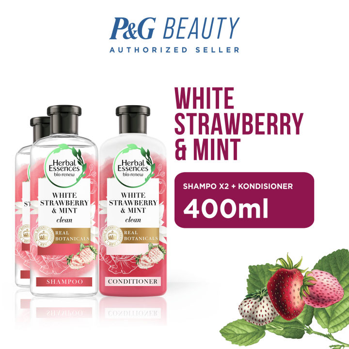 Herbal Essences Bio:Renew Clean White Strawberry & Mint (Shampoo 400ml x2 + Conditioner 400ml)