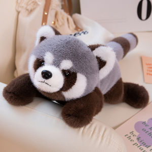 JOJO CASTLE Kawaii Simulation Raccoon Plush Toy Cute Brown Grey Raccoon Station Or Lying Down Soft Stuffed Animal Doll Pillow Girls Kid Baby Birthday Gift for Girlfriend