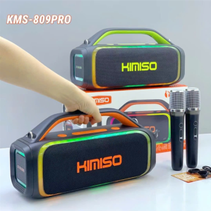 Loa Kimiso KMS-809 PRO Tặng 2 Micro UHF Công Suất 60W Hát Karaoke Hay Tiếng Sáng Bass Căng Pin Trâu Đèn Led 7 Màu Chất Âm Dày Ấm Hát Hay