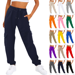 Womens Casual Overalls with Pockets High Waist Jogging Fitness Pants