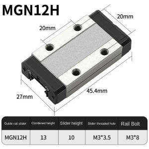 MGN12 MGN15 MGN9 L จาก100มม. ถึง800มม. ature Linear Rail สไลด์1Pcs MGN Linear Guide MGN สีดำ Carriage 3D เครื่องพิมพ์