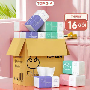 Khăn giấy rút TopGia thùng 30 gói giấy ăn gấu trúc cao cấp không bị mủn và an toàn cho da