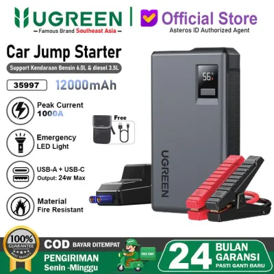 PROMO UGREEN Jump Starter Aki Mobil Dan Motor Portable Powerbank 12.000mAh 1000A 35977 - 35977 NEW