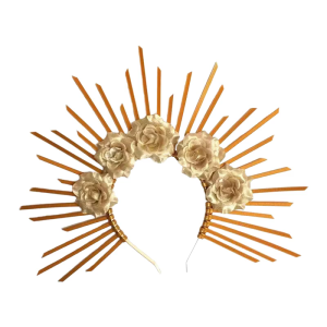 Unique Punk Flower Artistic Hair Band Head Accessory for Adults Hair Hoop with Rosette and Flower Cosplay Maid