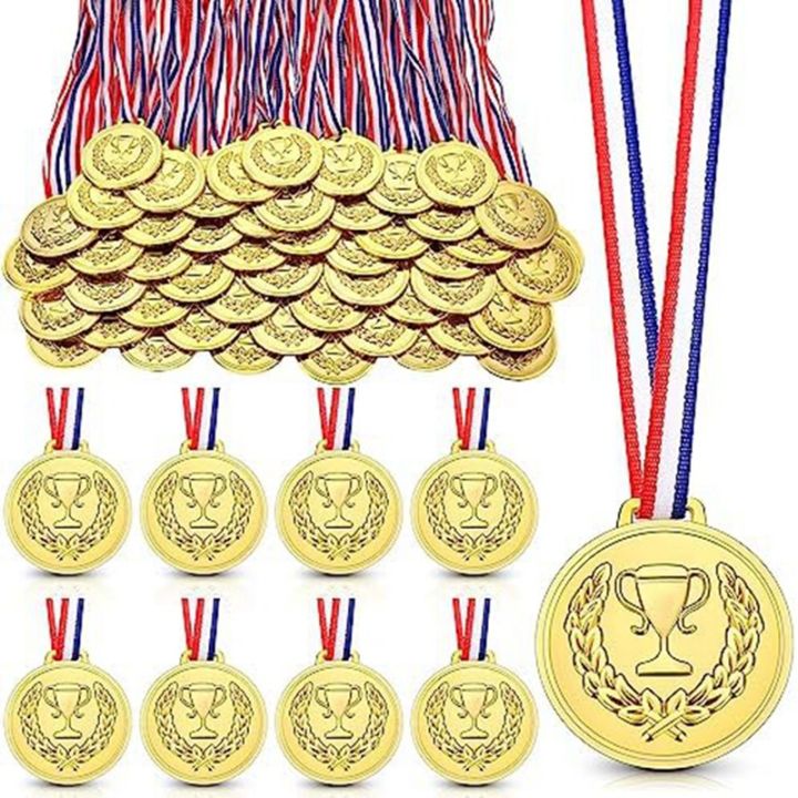 (CRIB) 50 Pcs 2.36 Inch Plastic Gold Medal Trophy Medals For Kids For ...