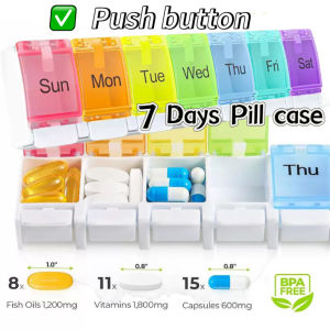 Portable Medicine Case 7 Days Weekly Travel Pill Case Organizer Holder Box Dispenser Pillbox Pill Cutter