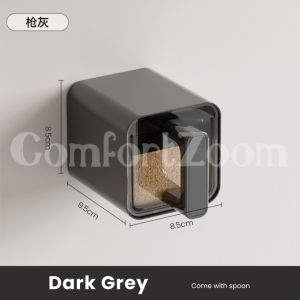 Wall Mounted Seasoning Box Seasoning Containers with Spoon Self Adhesive