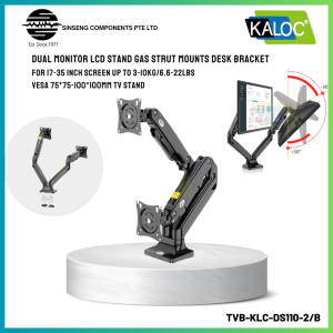 KALOC DS110-2 17-35 inch Double Dual Monitor TV Stand Bracket Gas Strut Desktop Mount Bracket (Load:10KG) [MODEL:TVB-KLC-DS110-2/B]
