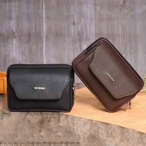 Mens Leather Waist Bag for Outdoor Use