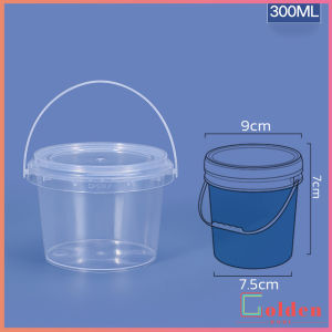 Golden ถังน้ำแข็งพลาสติก 300ml 500ml 1000ml กระปุกเก็บอาหารมีฝาโปร่งใส Clear Plastic Bucket