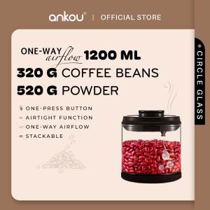ANKOU Airtight One-Way Airflow Glass Storage/Baby Snacks Container - Circle Glass (1200ml)